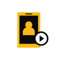 Portret twórcy na telefonie z symbolem odtwarzania wideo.