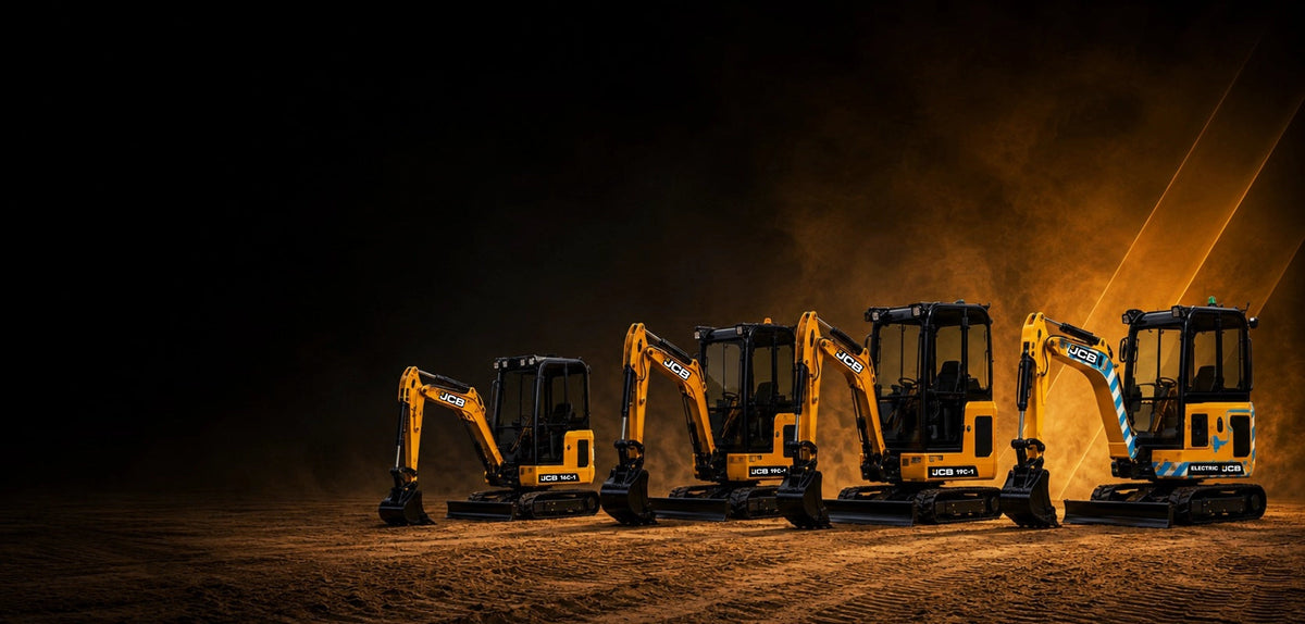 Minikoparka JCB 19C-1 podczas pracy na budowie